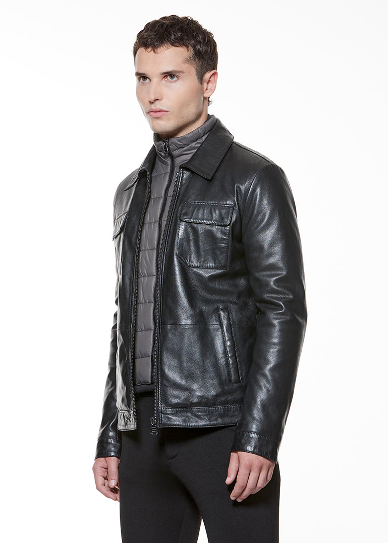 Veste Vetements Sandro Veste En Cuir Pour Homme Sandro Sly Co