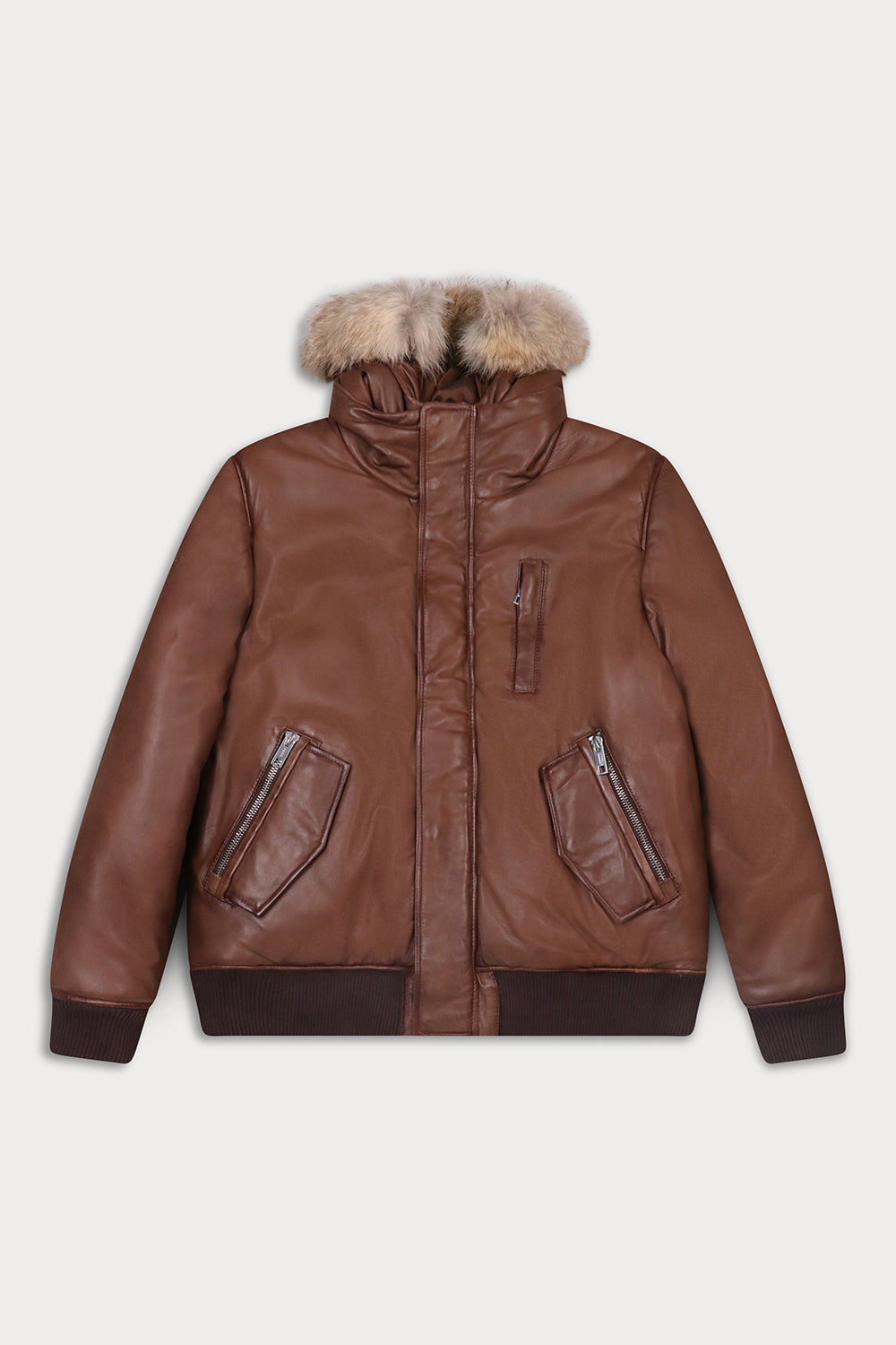 A winter bomber leather jacket from Sly& Co, style BlackCross