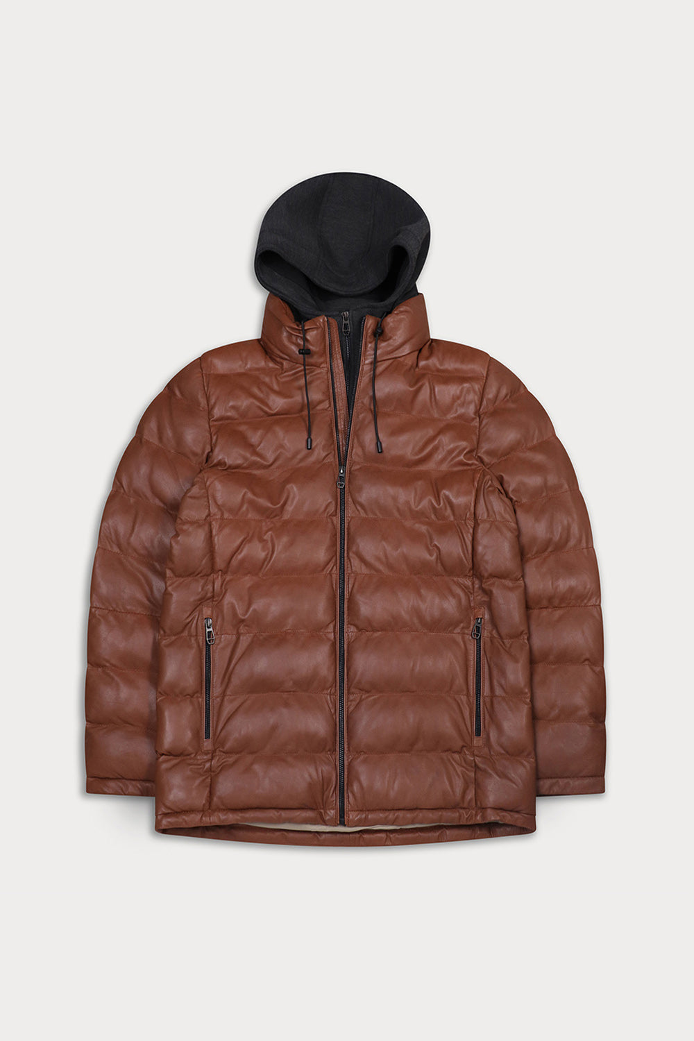 Quilted Leather SLY_CO-RYLEY-COGNACacket with insdie hoodie