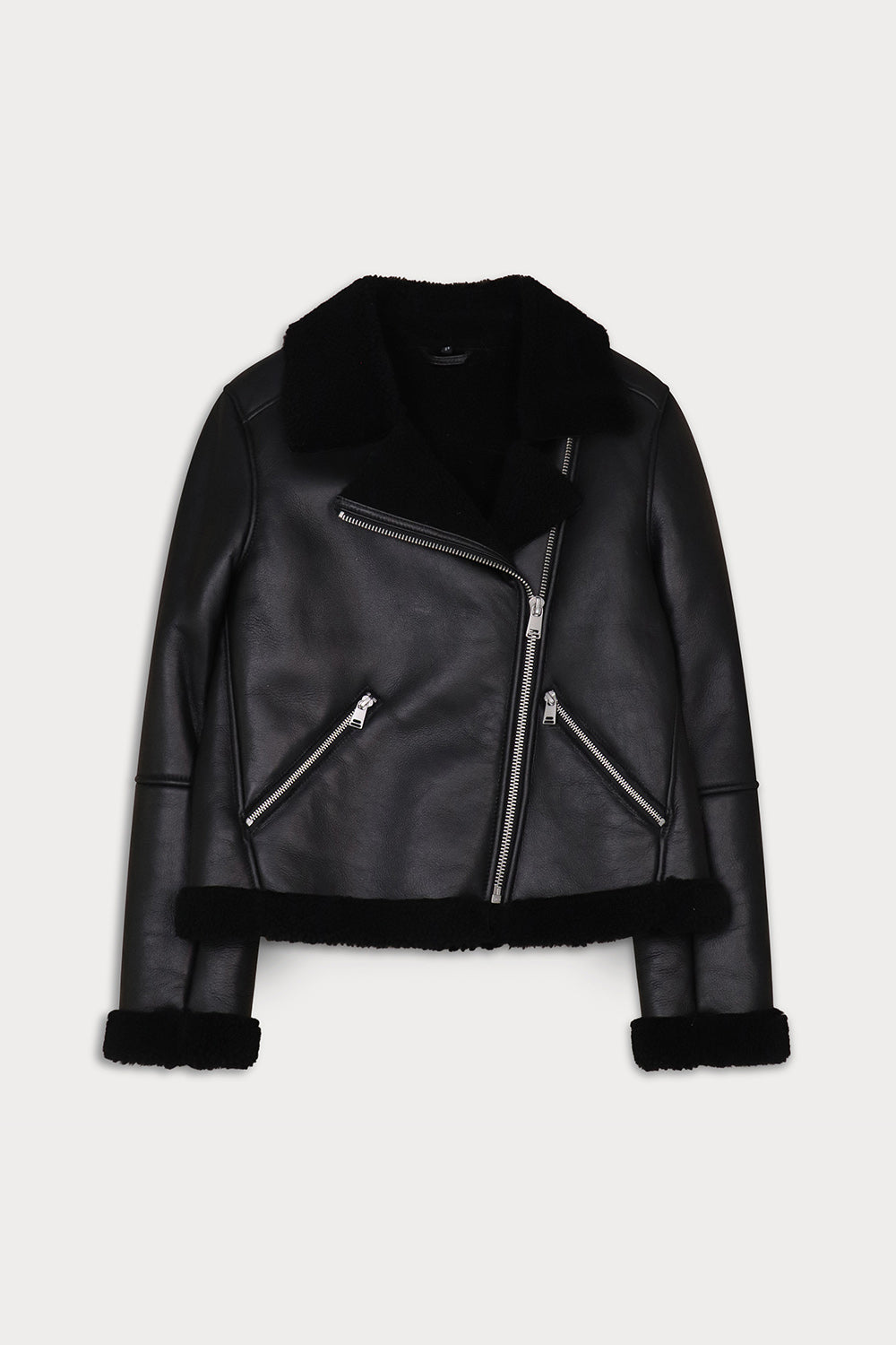 The Saint Saddle is a short shearling perfecto from Sy&Co.
