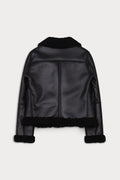 The Saint Saddle is a short shearling perfecto from Sy&Co.