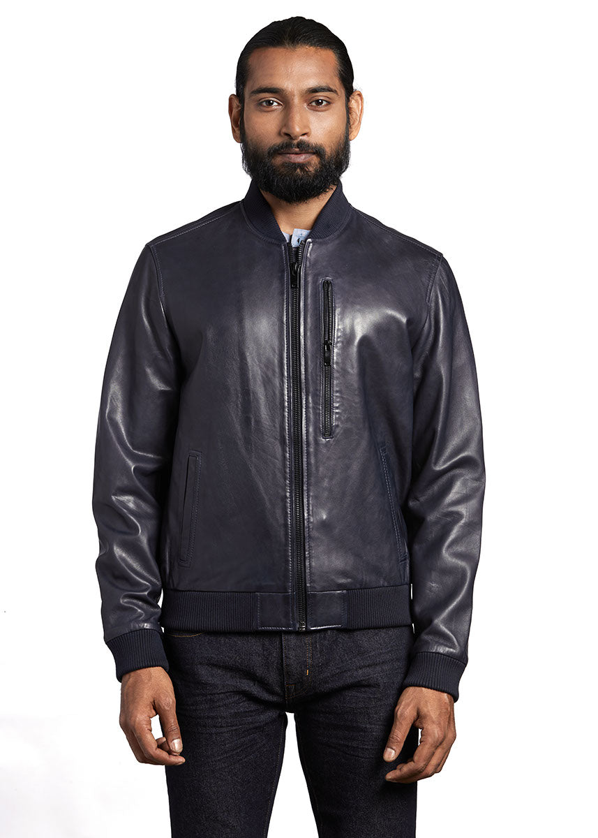 Men's Cognac Leather Jacket ALEXIS | Sly & Co