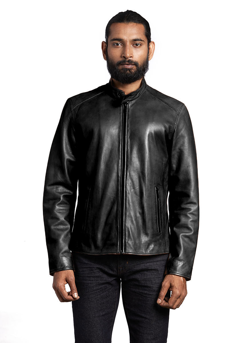 Men's Cognac Leather Jacket HARDY Sly Co - Main Image