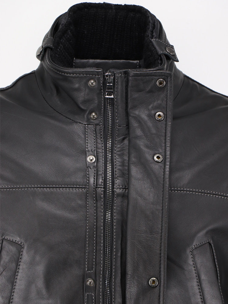 Men's Black Leather Jacket VENTURA | Sly & Co