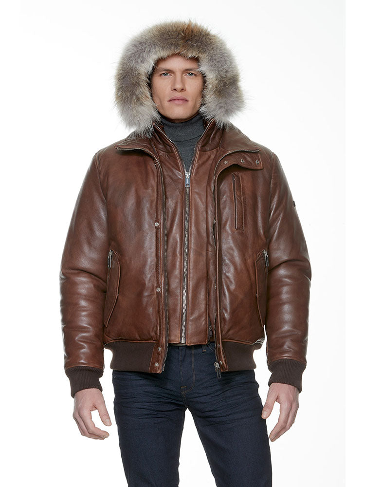 Men's Leather Bomber Jacket BLACKCROSS | Sly & Co