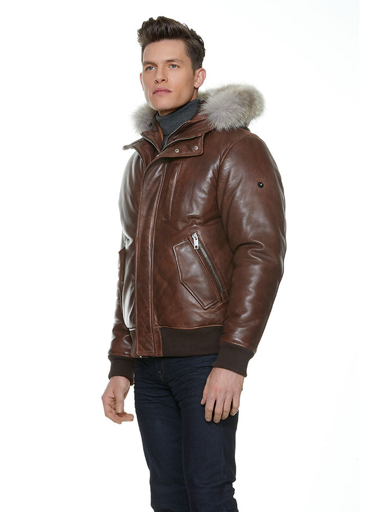 Men's Leather Bomber Jacket BLACKCROSS | Sly & Co