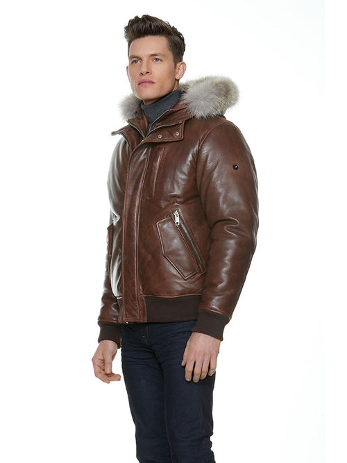 Men's Leather Bomber Jacket BLACKCROSS | Sly & Co