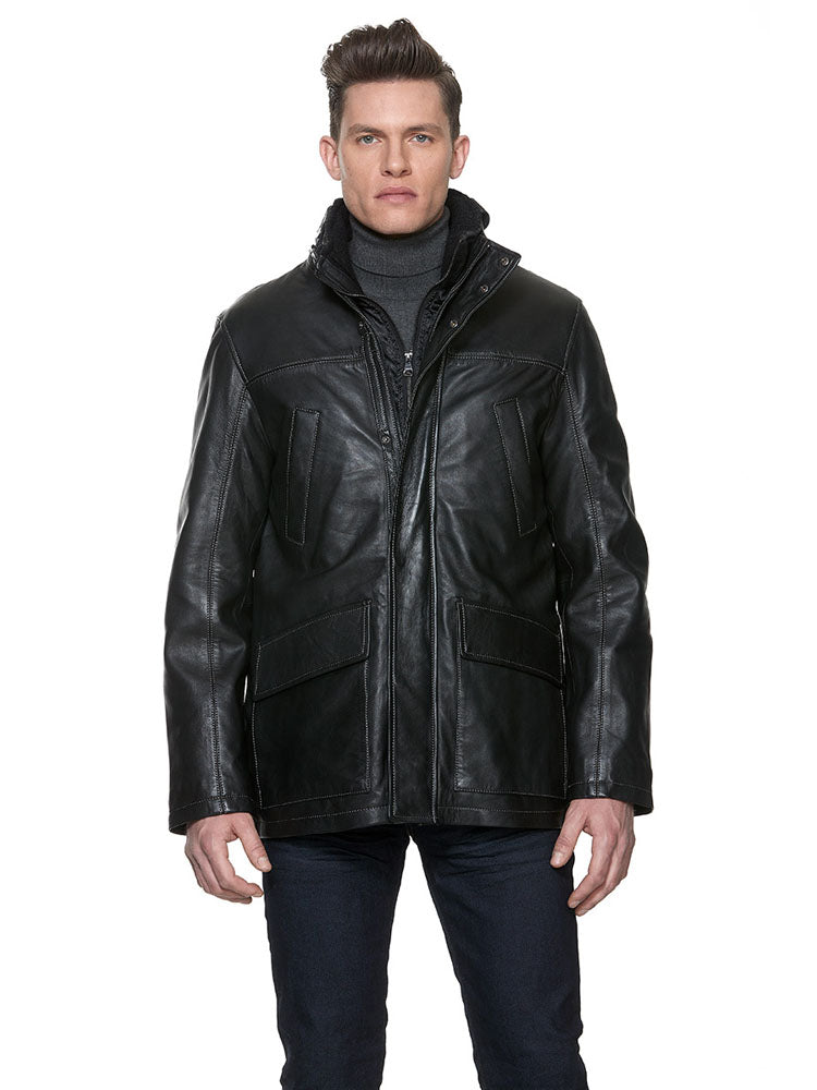 Men's Black Leather Jacket VENTURA | Sly & Co