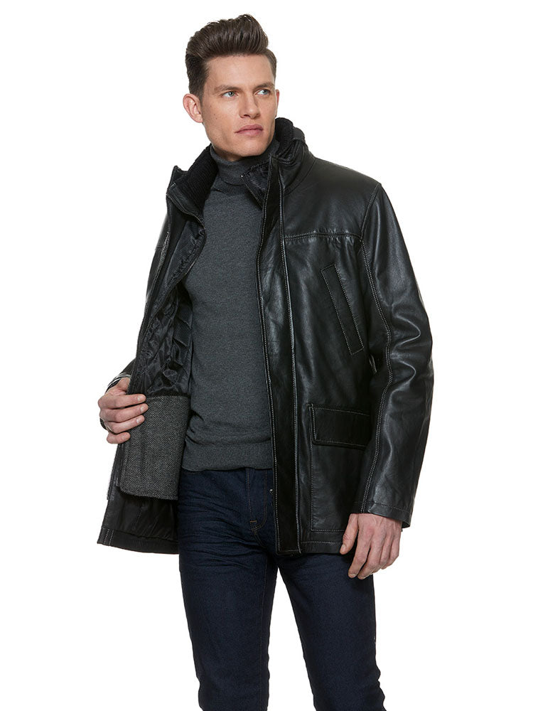 Men's Black Leather Jacket VENTURA | Sly & Co