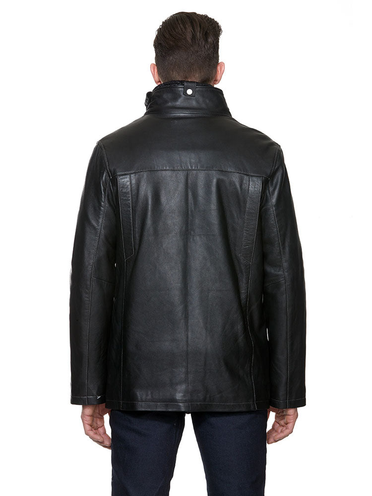 Men's Black Leather Jacket VENTURA | Sly & Co